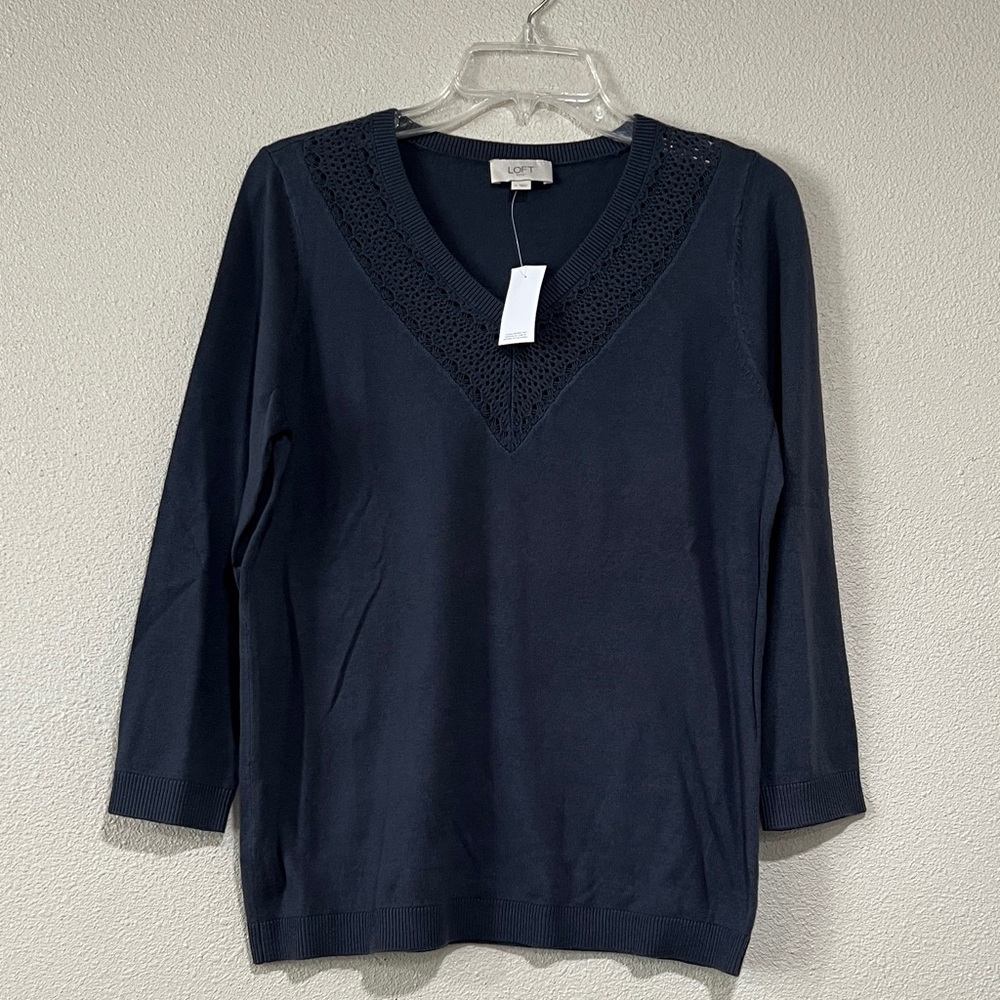 LOFT Elegant Navy V-Neck Sweater